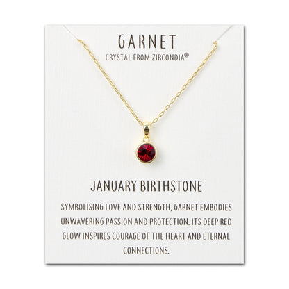 Gold Plated January (Garnet) Birthstone Necklace Created with Zircondia® Crystals