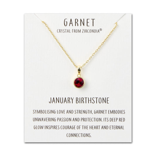 Gold Plated January (Garnet) Birthstone Necklace Created with Zircondia® Crystals