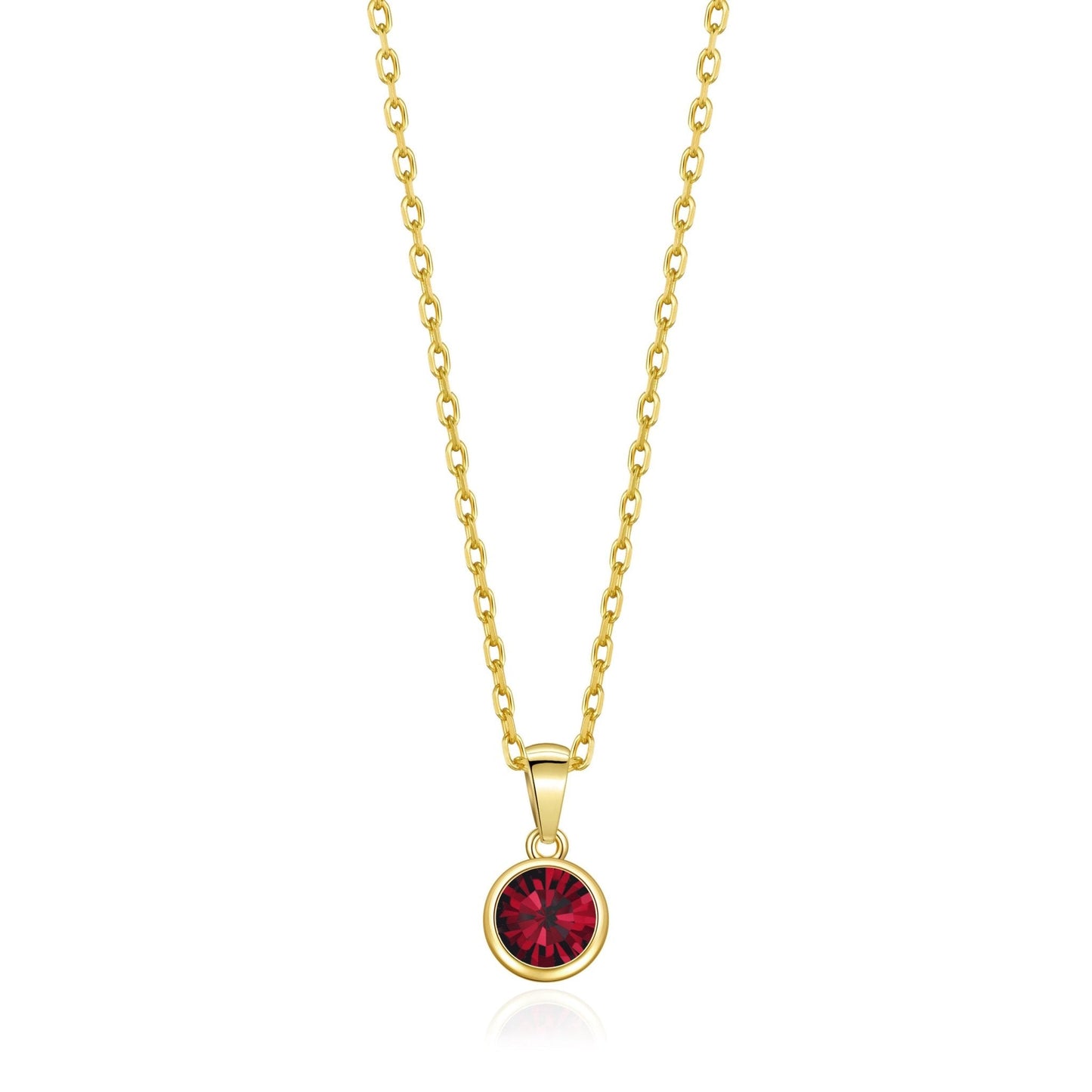 18k Gold Plated January (Garnet) Birthstone Necklace Created with Zircondia® Crystals