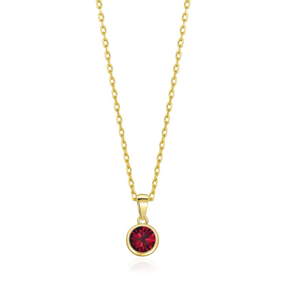 18k Gold Plated January (Garnet) Birthstone Necklace Created with Zircondia® Crystals