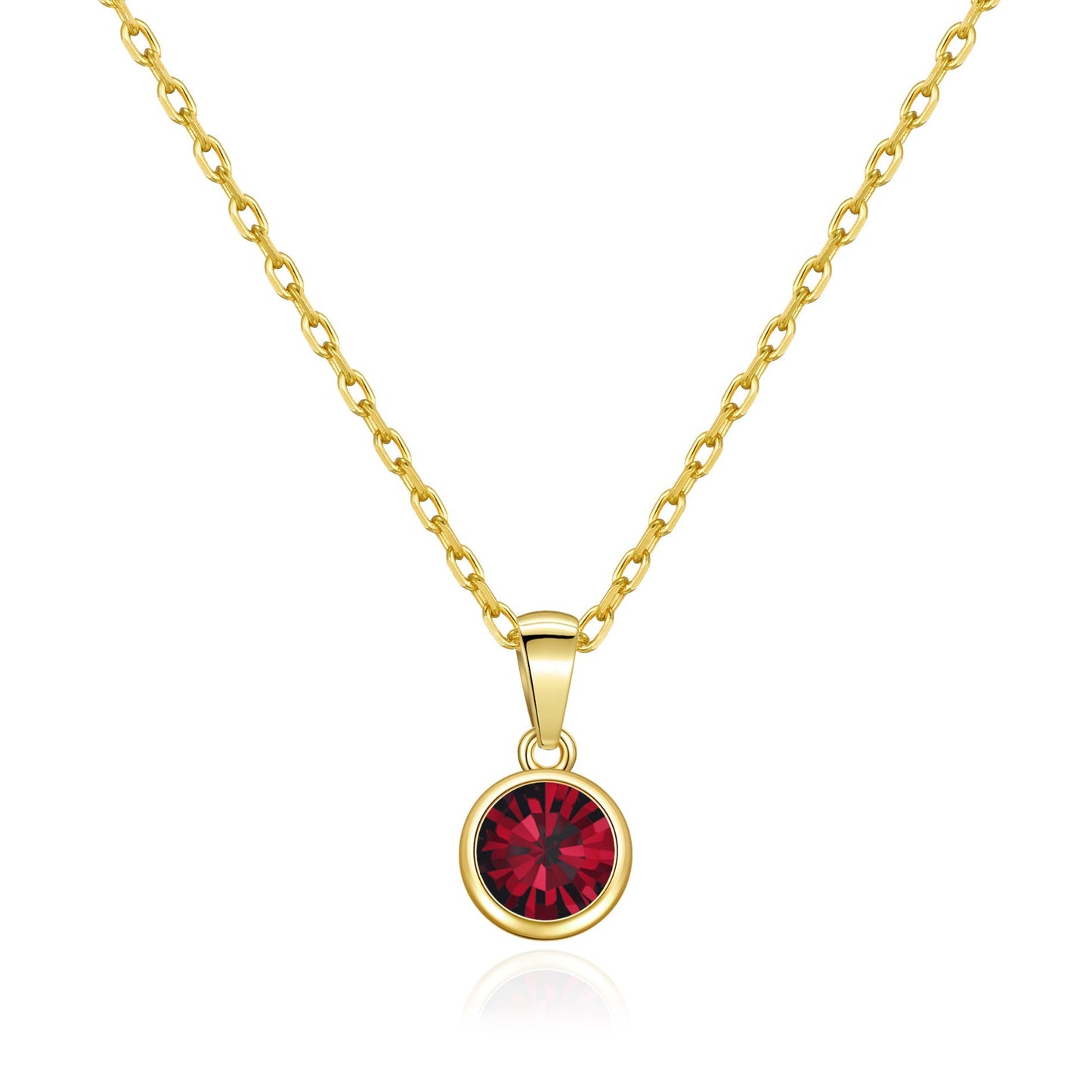 Gold Plated January (Garnet) Birthstone Necklace Created with Zircondia® Crystals