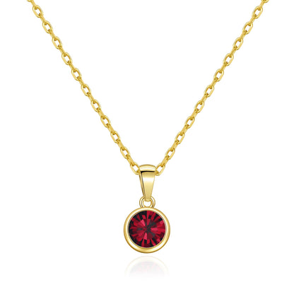 Gold Plated January (Garnet) Birthstone Necklace Created with Zircondia® Crystals