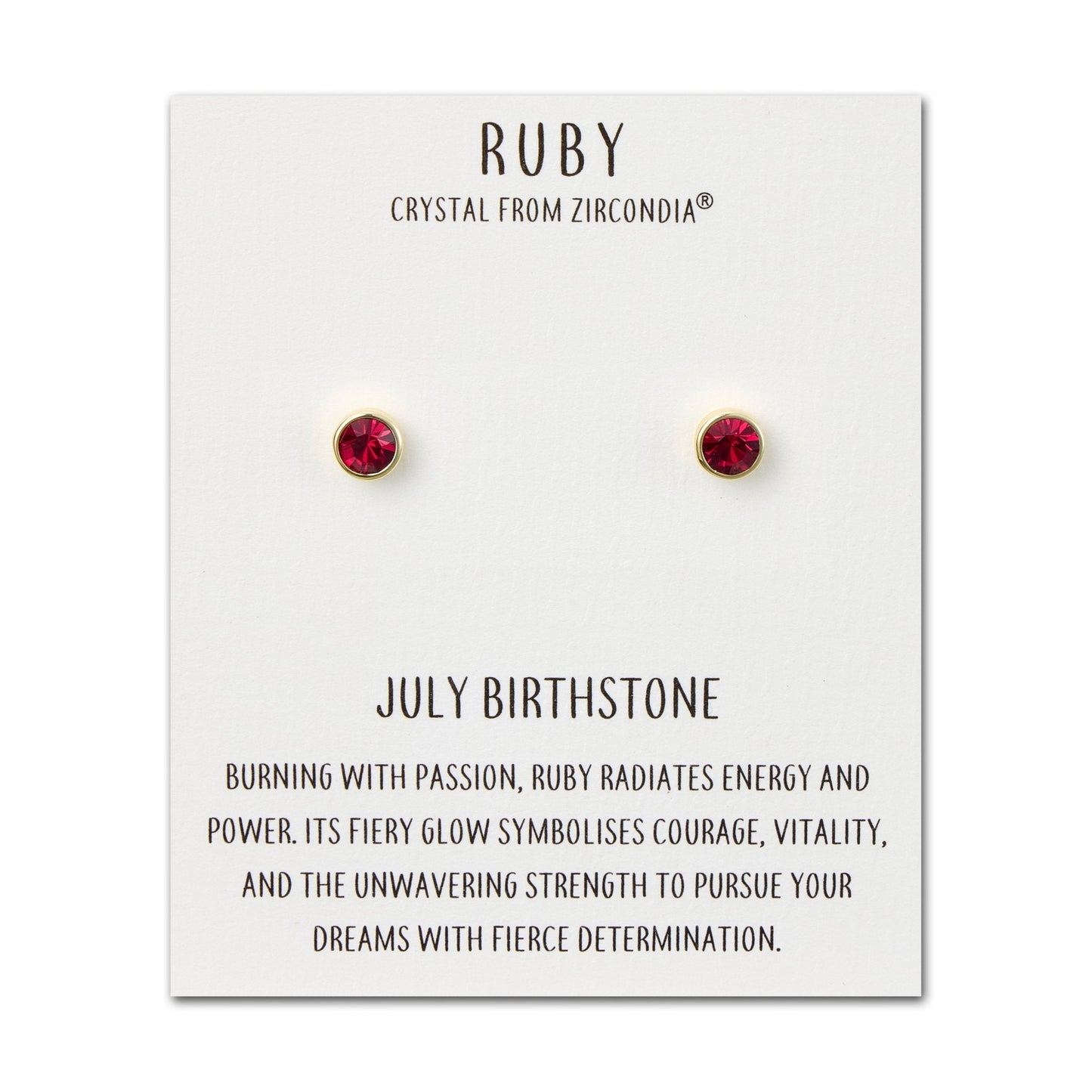 Gold Plated July (Ruby) Birthstone Earrings Created with Zircondia® Crystals