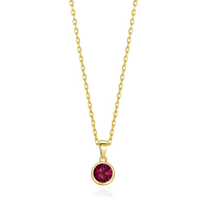 Gold Plated July (Ruby) Birthstone Necklace Created with Zircondia® Crystals