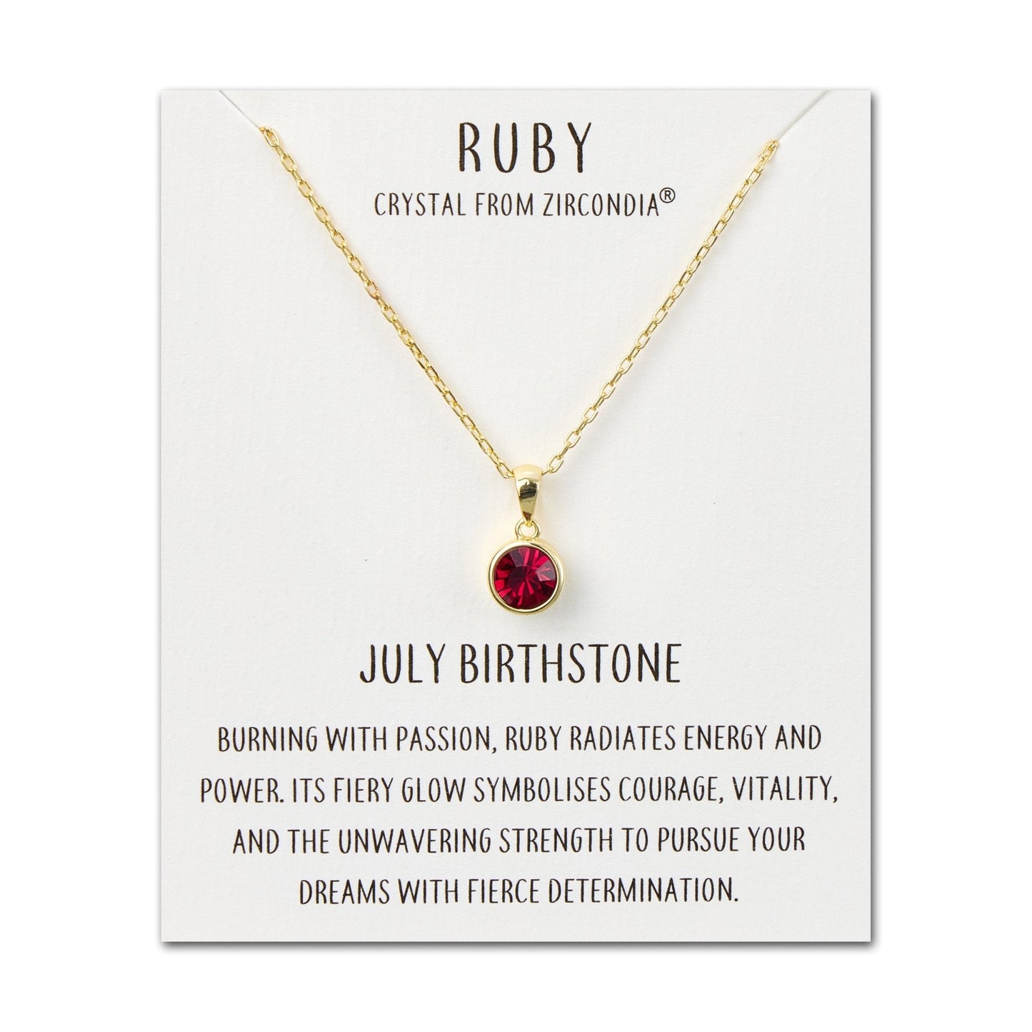 Gold Plated July (Ruby) Birthstone Necklace Created with Zircondia® Crystals