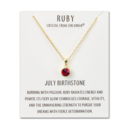 Gold Plated July (Ruby) Birthstone Necklace Created with Zircondia® Crystals