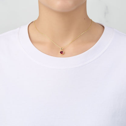 Gold Plated July (Ruby) Birthstone Necklace Created with Zircondia® Crystals