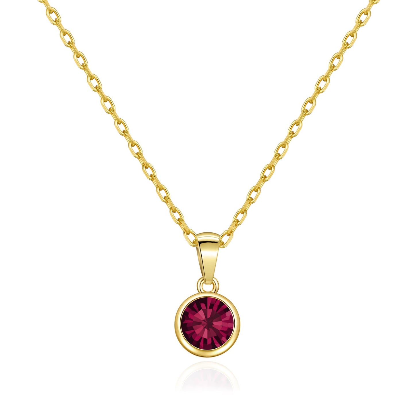Gold Plated July (Ruby) Birthstone Necklace Created with Zircondia® Crystals