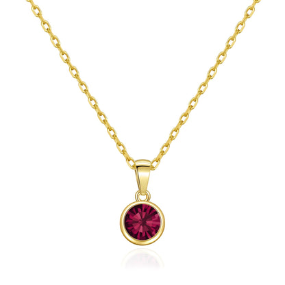 Gold Plated July (Ruby) Birthstone Necklace Created with Zircondia® Crystals