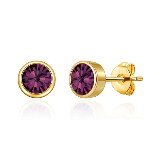 Gold Plated June (Alexandrite) Birthstone Earrings Created with Zircondia® Crystals