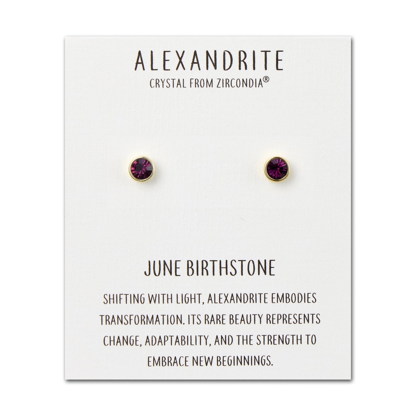 Gold Plated June (Alexandrite) Birthstone Earrings Created with Zircondia® Crystals