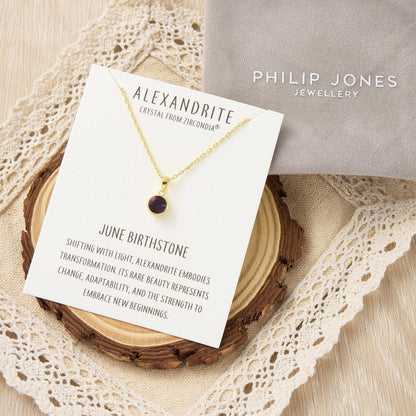 Gold Plated June (Alexandrite) Birthstone Necklace Created with Zircondia® Crystals