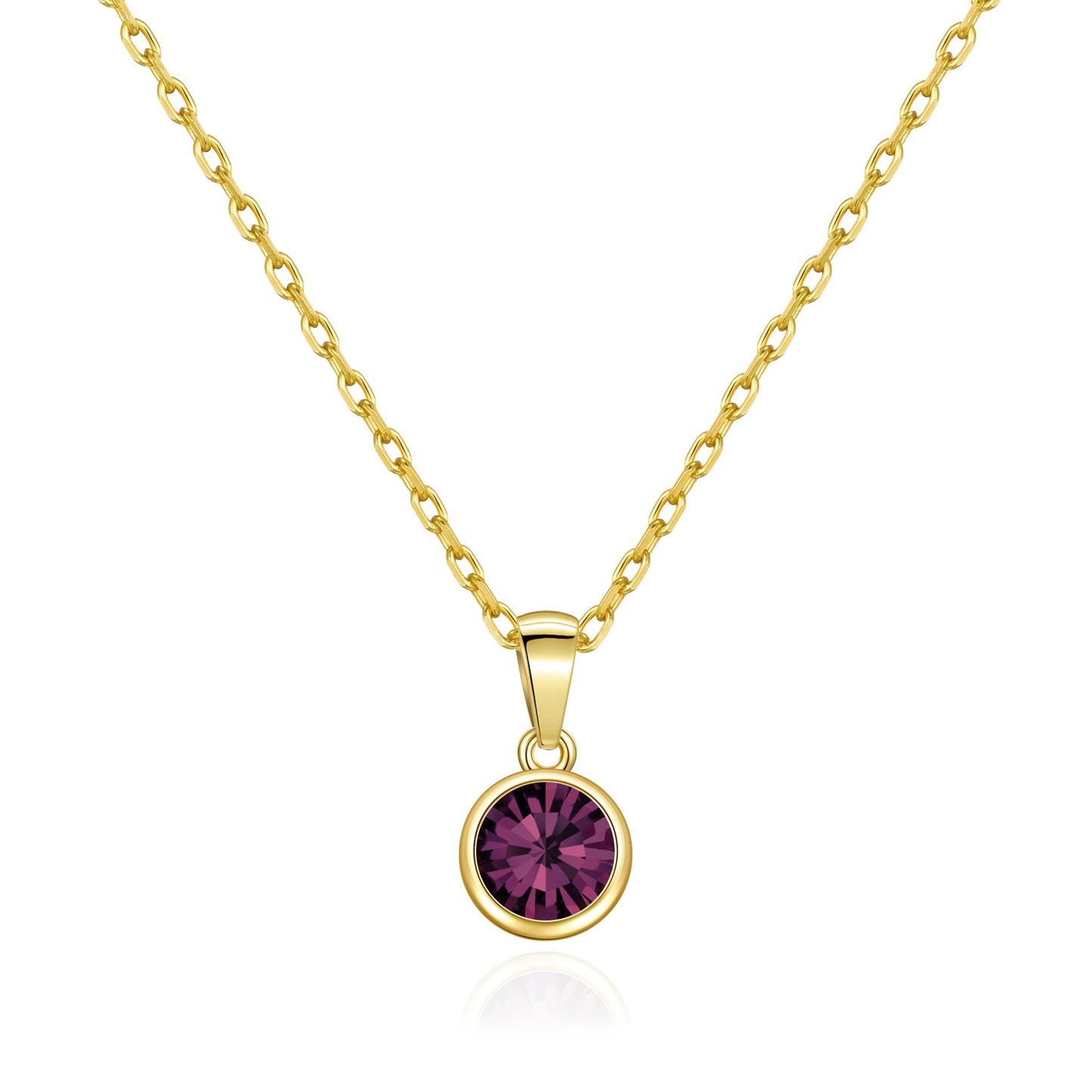 Gold Plated June (Alexandrite) Birthstone Necklace Created with Zircondia® Crystals
