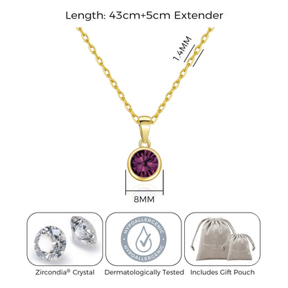 Gold Plated June (Alexandrite) Birthstone Necklace Created with Zircondia® Crystals