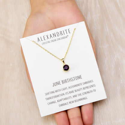 18k Gold Plated June (Alexandrite) Birthstone Necklace Created with Zircondia® Crystals
