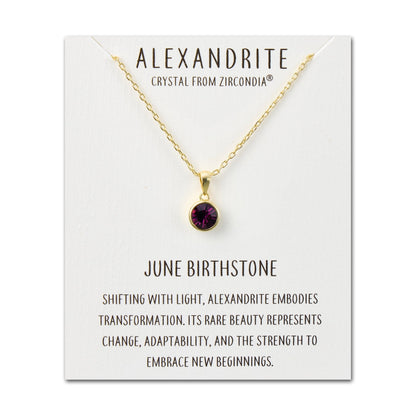 Gold Plated June (Alexandrite) Birthstone Necklace Created with Zircondia® Crystals