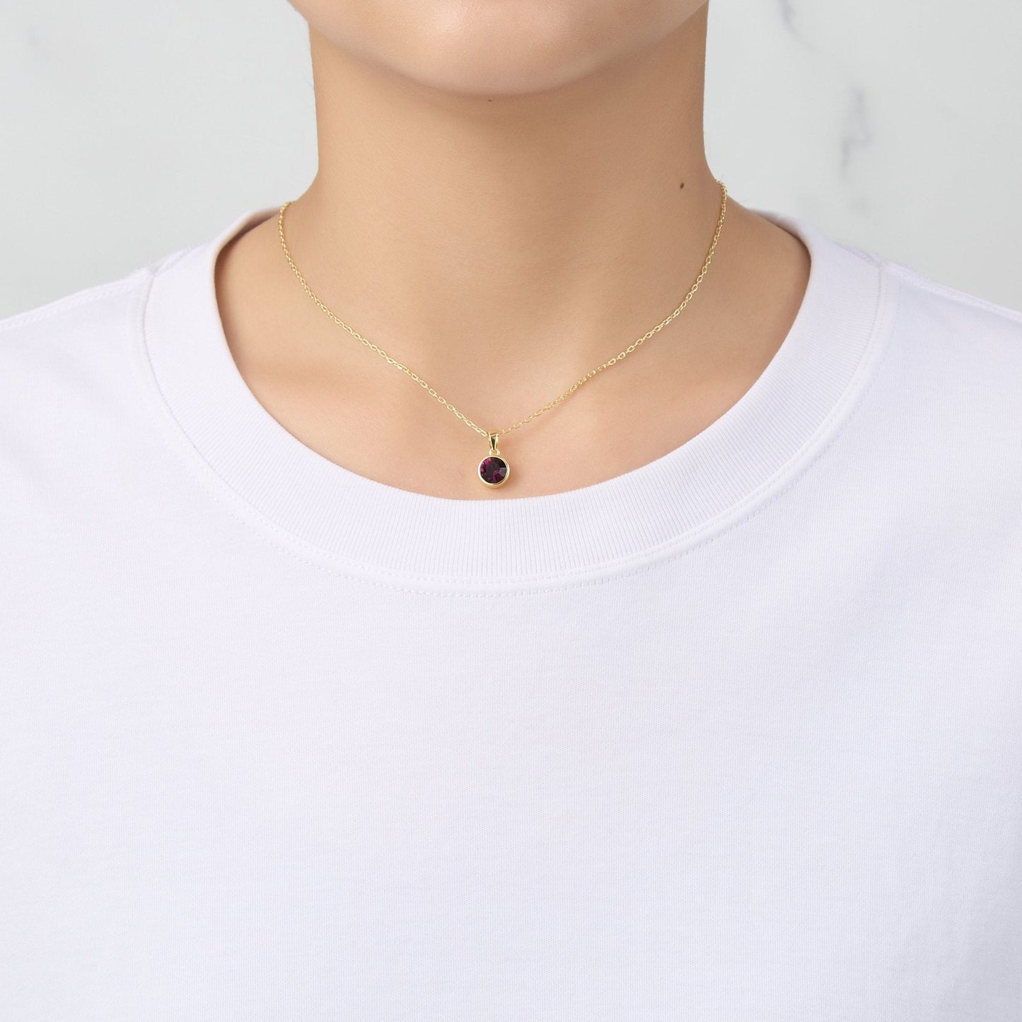 Gold Plated June (Alexandrite) Birthstone Necklace Created with Zircondia® Crystals