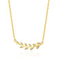 Gold Plated Leaf Necklace Created with Zircondia® Crystals