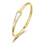 Gold Plated Link Bangle Created with Zircondia® Crystals (7 Inch)
