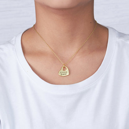 Gold Plated Little Sister Heart Necklace Created with Zircondia® Crystals