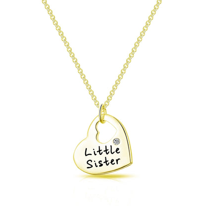 Gold Plated Little Sister Heart Necklace Created with Zircondia® Crystals
