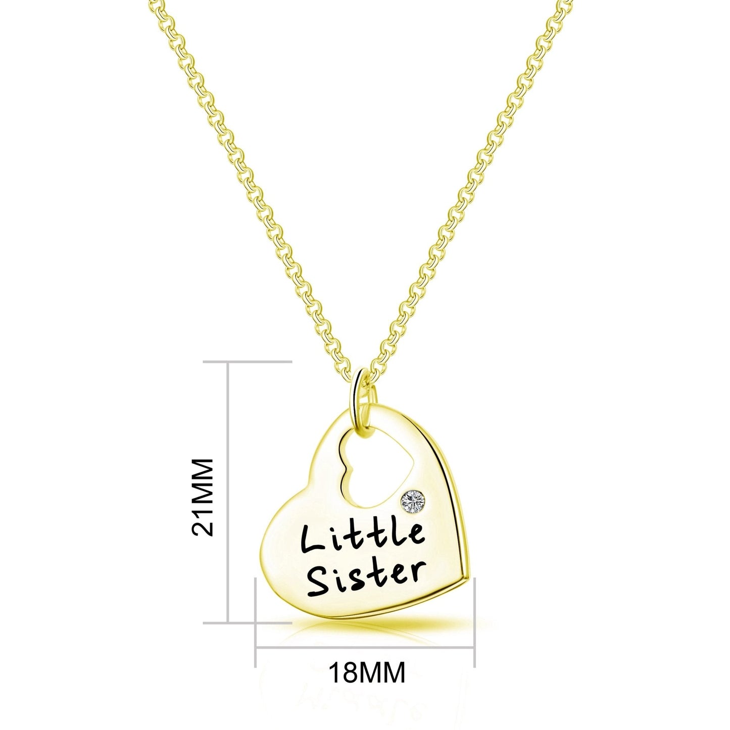 Gold Plated Little Sister Heart Necklace Created with Zircondia® Crystals