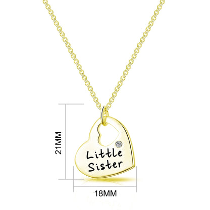 Gold Plated Little Sister Heart Necklace Created with Zircondia® Crystals