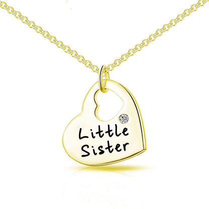 Gold Plated Little Sister Heart Necklace Created with Zircondia® Crystals