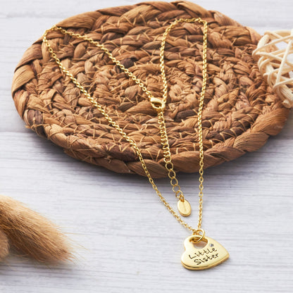 Gold Plated Little Sister Heart Necklace Created with Zircondia® Crystals