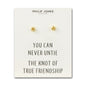 Gold Plated Love Knot Earrings with Quote Card