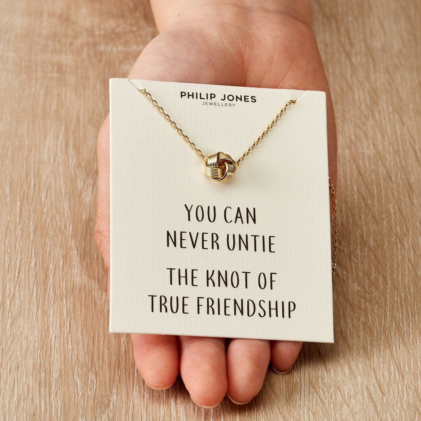 18k Gold Plated Love Knot Necklace with Quote Card