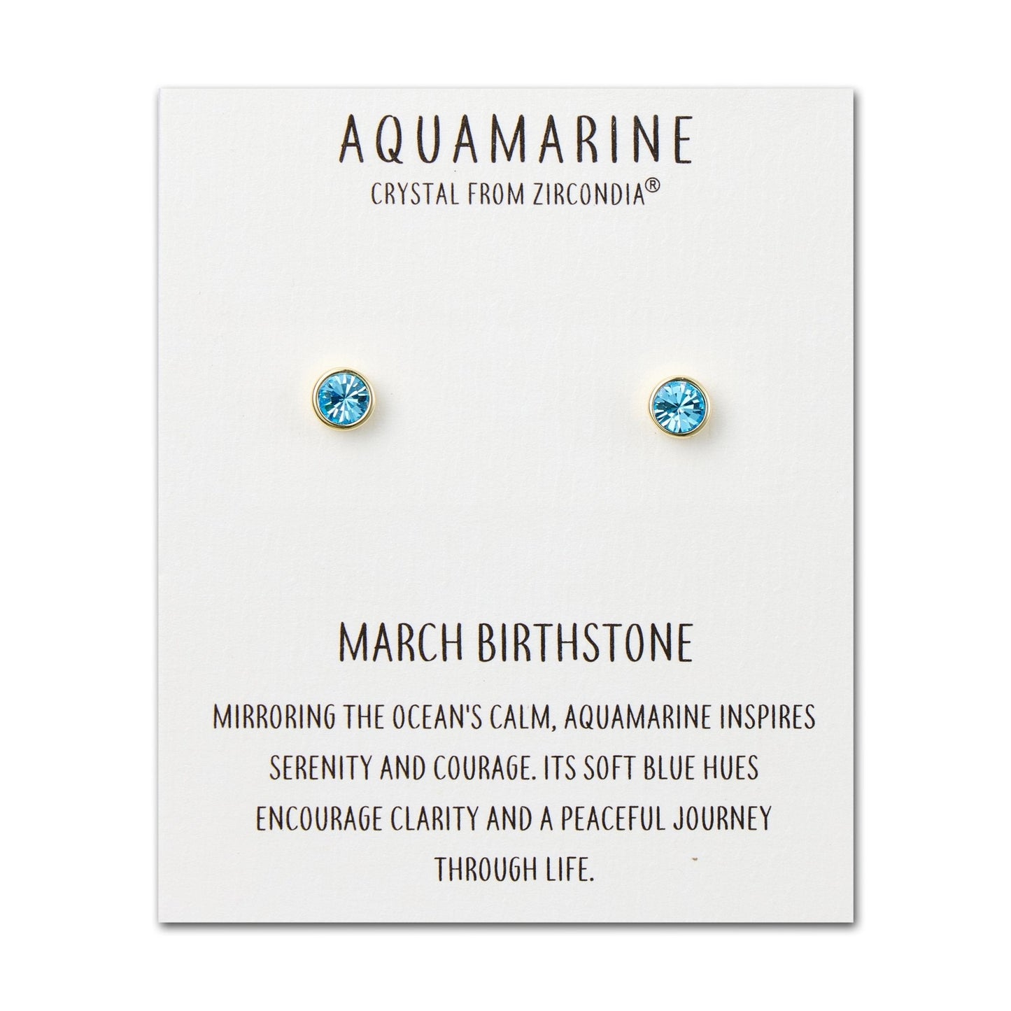 Gold Plated March (Aquamarine) Birthstone Earrings Created with Zircondia® Crystals
