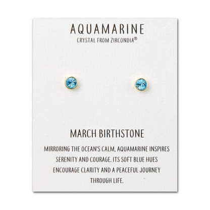 Gold Plated March (Aquamarine) Birthstone Earrings Created with Zircondia® Crystals