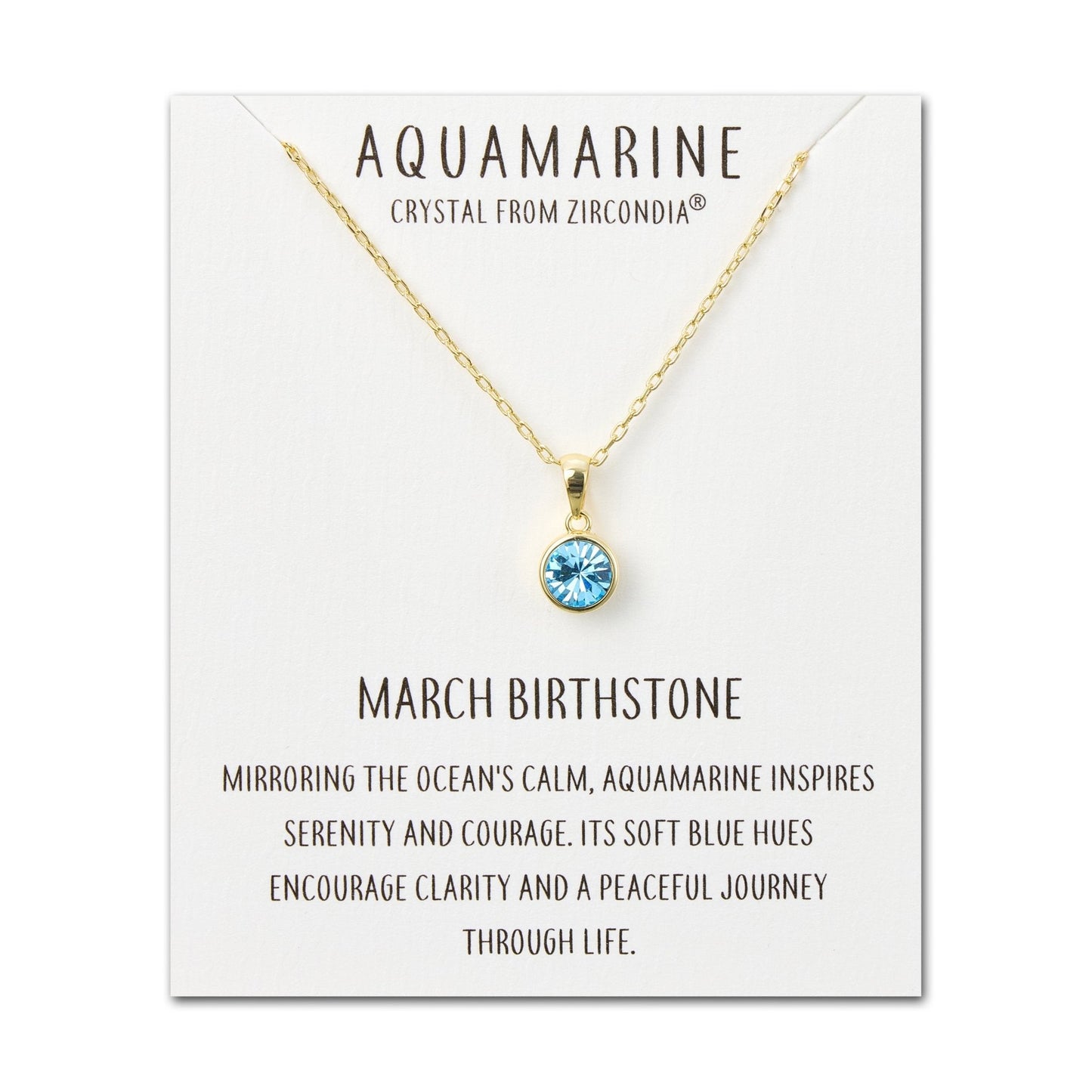 Gold Plated March (Aquamarine) Birthstone Necklace Created with Zircondia® Crystals