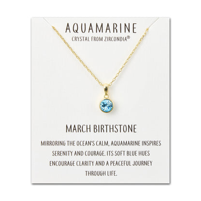 Gold Plated March (Aquamarine) Birthstone Necklace Created with Zircondia® Crystals