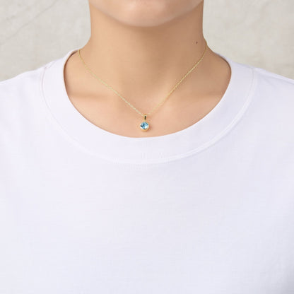 Gold Plated March (Aquamarine) Birthstone Necklace Created with Zircondia® Crystals