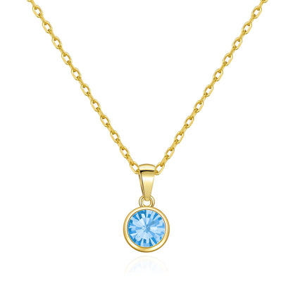 Gold Plated March (Aquamarine) Birthstone Necklace Created with Zircondia® Crystals
