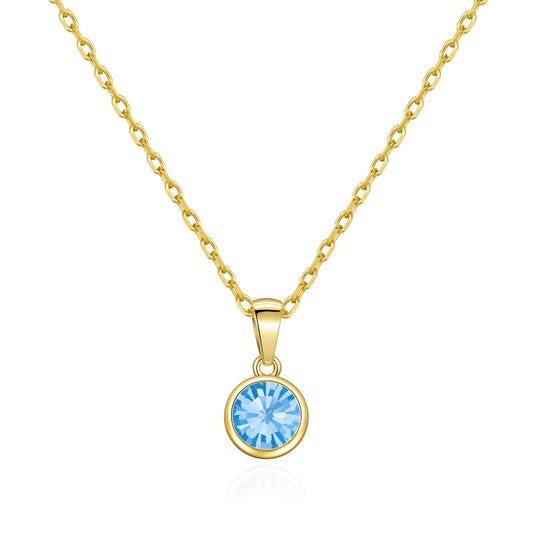 Gold Plated March (Aquamarine) Birthstone Necklace Created with Zircondia® Crystals