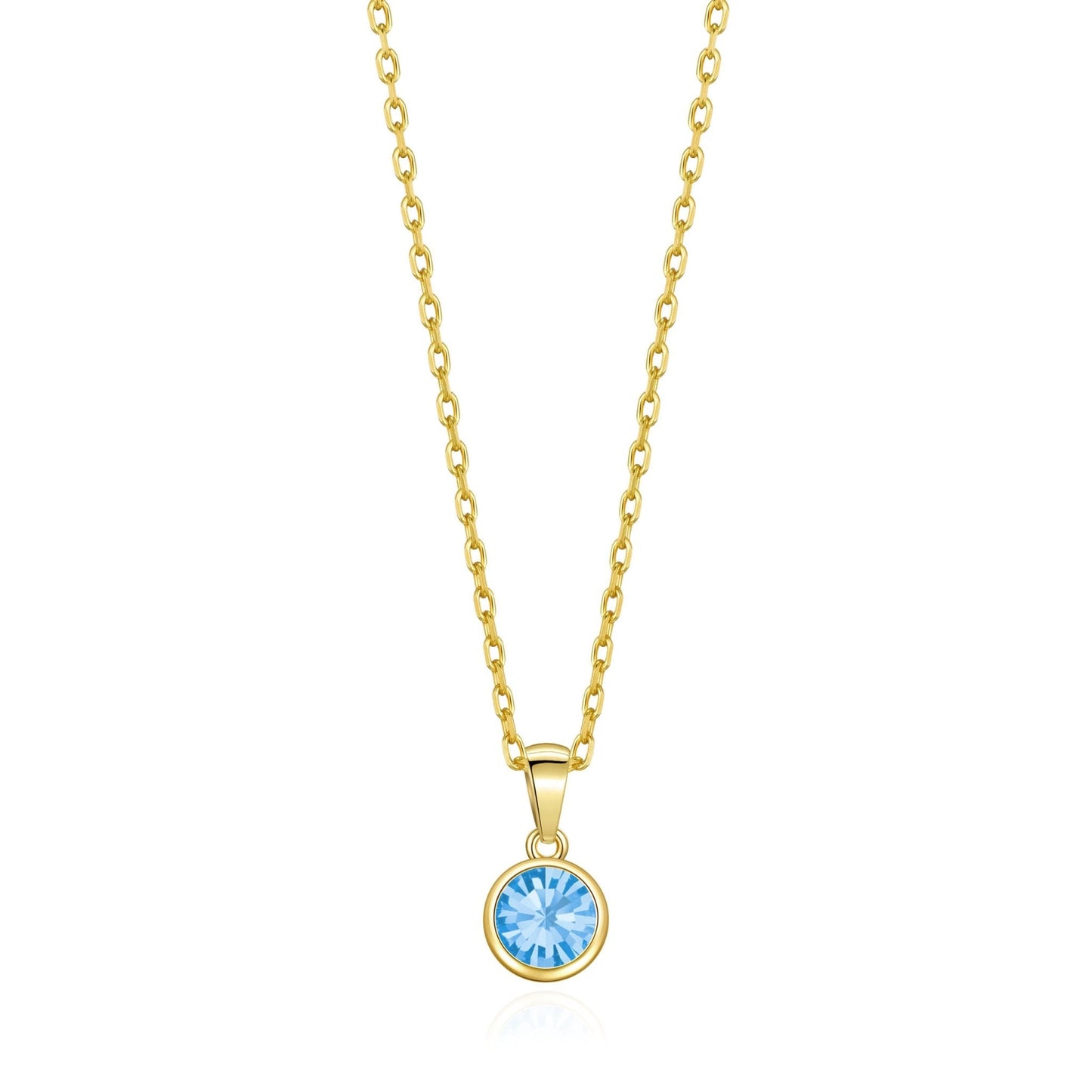 18k Gold Plated March (Aquamarine) Birthstone Necklace Created with Zircondia® Crystals