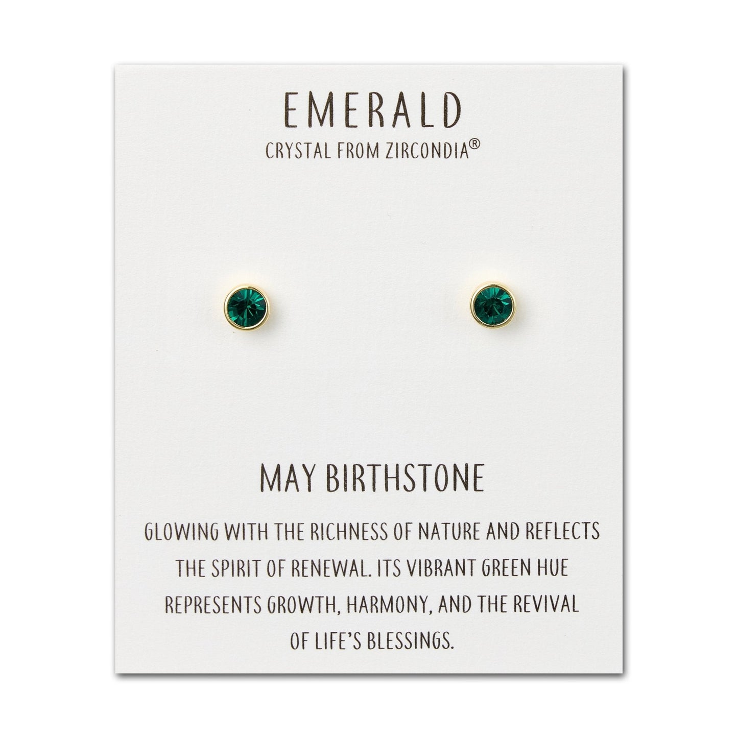Gold Plated May (Emerald) Birthstone Earrings Created with Zircondia® Crystals