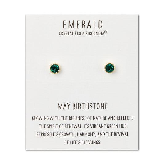 Gold Plated May (Emerald) Birthstone Earrings Created with Zircondia® Crystals