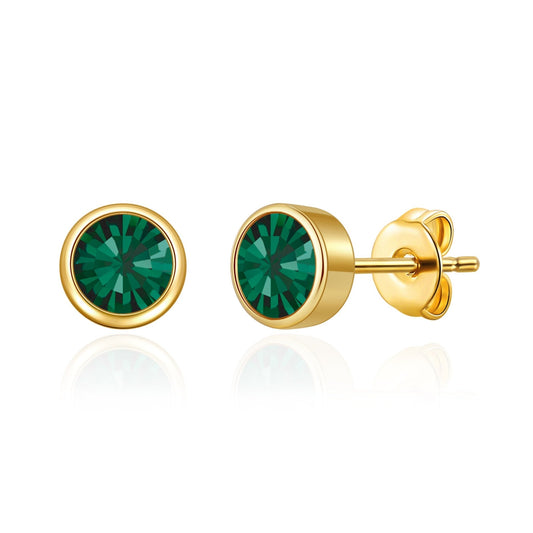Gold Plated May (Emerald) Birthstone Earrings Created with Zircondia® Crystals