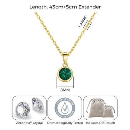 18k Gold Plated May (Emerald) Birthstone Necklace Created with Zircondia® Crystals