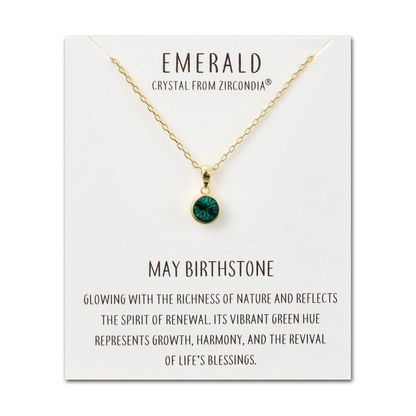 Gold Plated May (Emerald) Birthstone Necklace Created with Zircondia® Crystals