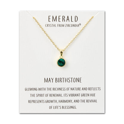 Gold Plated May (Emerald) Birthstone Necklace Created with Zircondia® Crystals