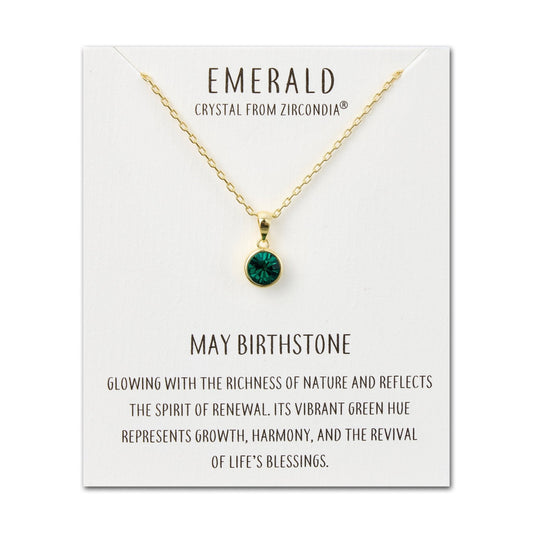 Gold Plated May (Emerald) Birthstone Necklace Created with Zircondia® Crystals