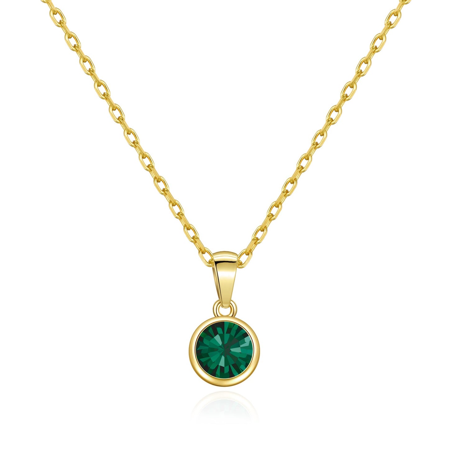 Gold Plated May (Emerald) Birthstone Necklace Created with Zircondia® Crystals