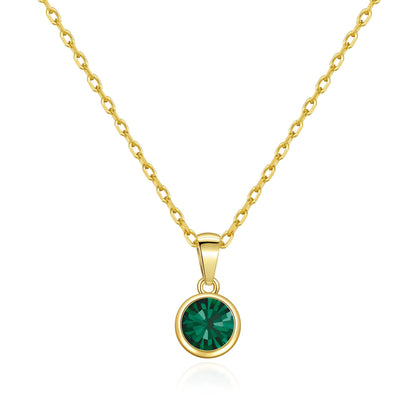 Gold Plated May (Emerald) Birthstone Necklace Created with Zircondia® Crystals