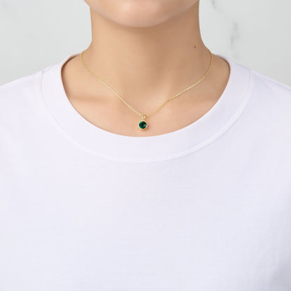 Gold Plated May (Emerald) Birthstone Necklace Created with Zircondia® Crystals