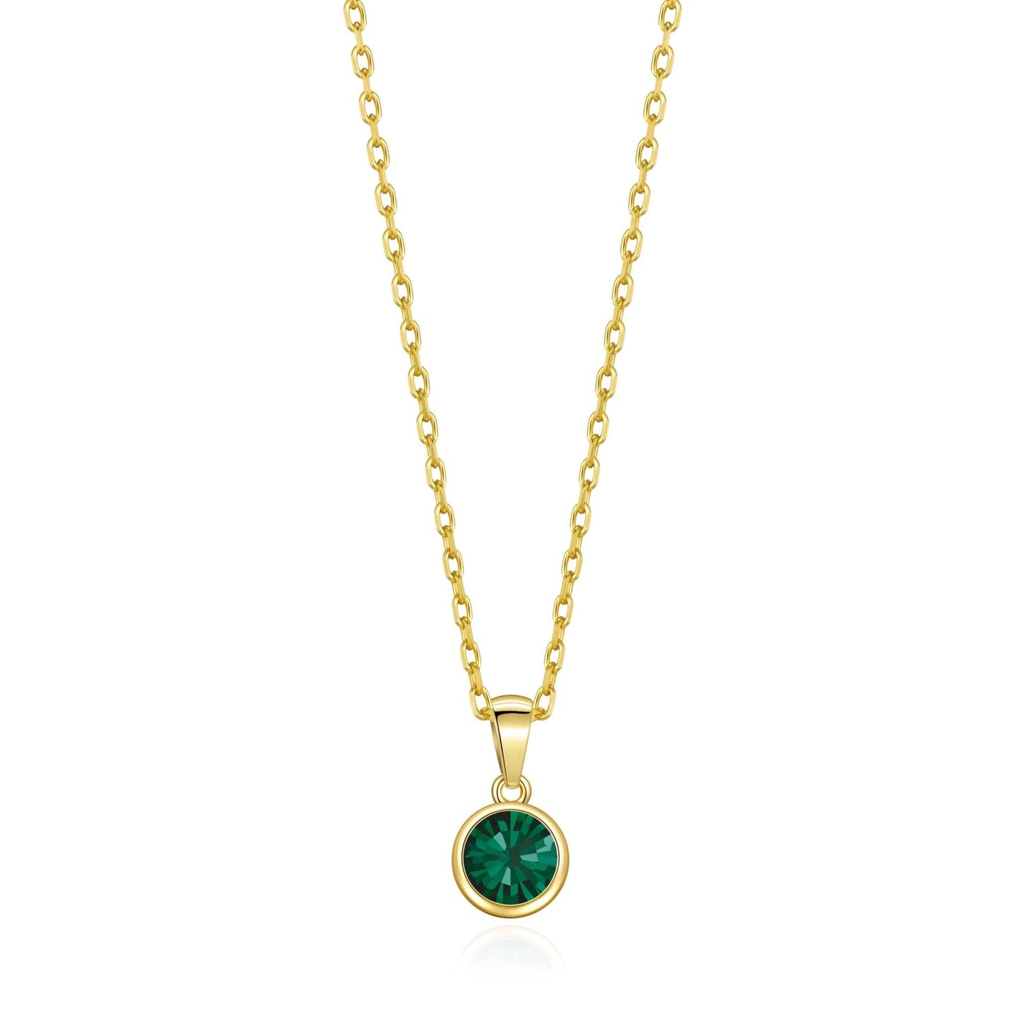 18k Gold Plated May (Emerald) Birthstone Necklace Created with Zircondia® Crystals